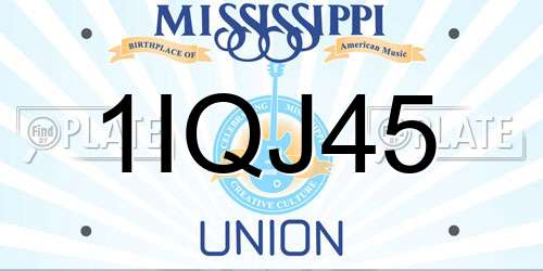 1IQJ45 Mississippi License Plate