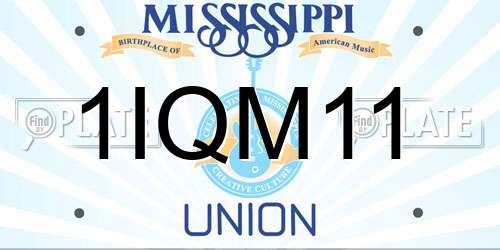 1IQM11 Mississippi License Plate
