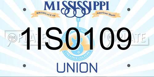 1IS0109 Mississippi License Plate