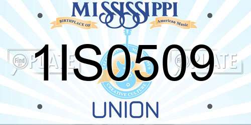 1IS0509 Mississippi License Plate