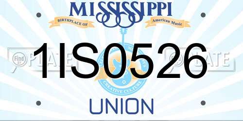 1IS0526 Mississippi License Plate