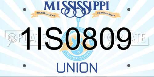 1IS0809 Mississippi License Plate
