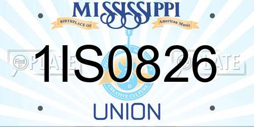 1IS0826 Mississippi License Plate