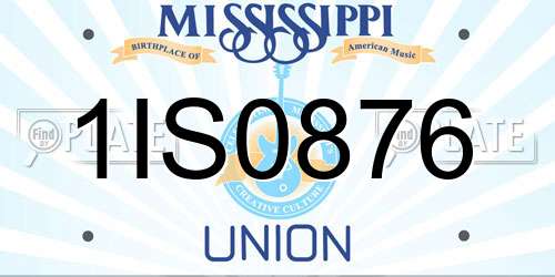 1IS0876 Mississippi License Plate