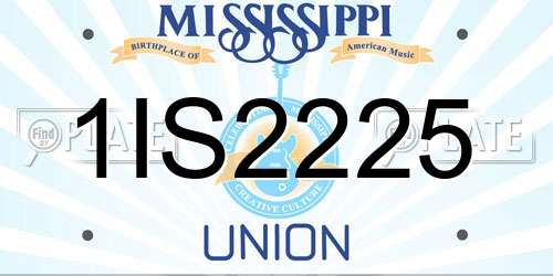 1IS2225 Mississippi License Plate