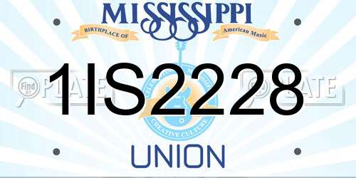 1IS2228 Mississippi License Plate