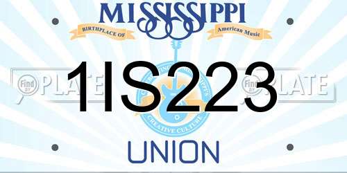 1IS223 Mississippi License Plate