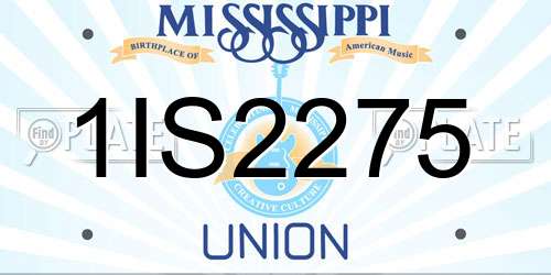 1IS2275 Mississippi License Plate
