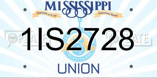 1IS2728 Mississippi License Plate