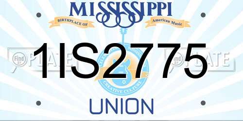 1IS2775 Mississippi License Plate