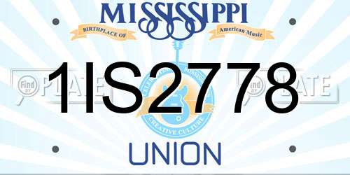 1IS2778 Mississippi License Plate