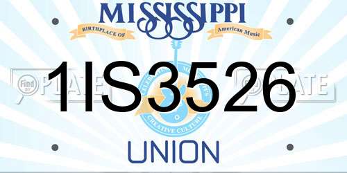 1IS3526 Mississippi License Plate