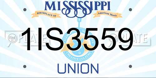 1IS3559 Mississippi License Plate