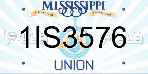 1IS3576 Mississippi License Plate