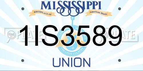 1IS3589 Mississippi License Plate