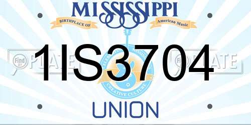 1IS3704 Mississippi License Plate