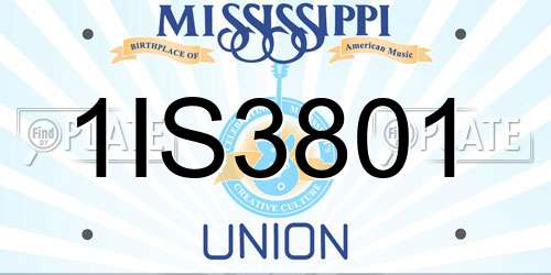 1IS3801 Mississippi License Plate