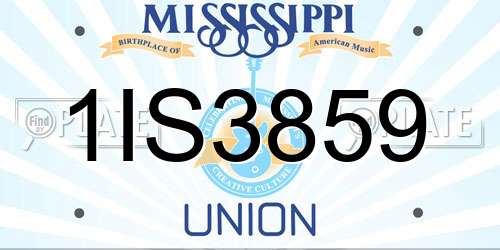 1IS3859 Mississippi License Plate