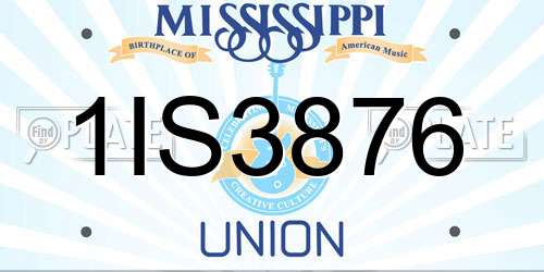 1IS3876 Mississippi License Plate