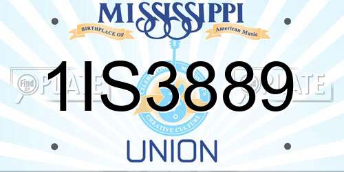 1IS3889 Mississippi License Plate