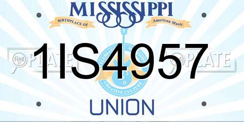 1IS4957 Mississippi License Plate