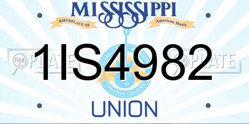 1IS4982 Mississippi License Plate
