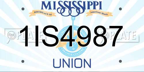 1IS4987 Mississippi License Plate