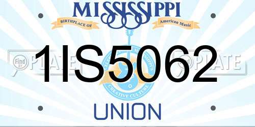1IS5062 Mississippi License Plate