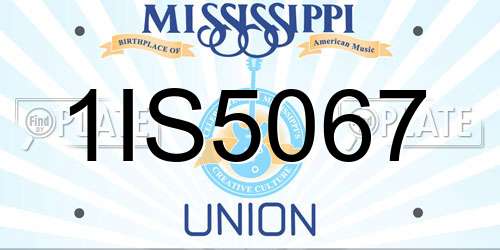 1IS5067 Mississippi License Plate