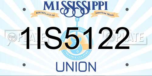 1IS5122 Mississippi License Plate