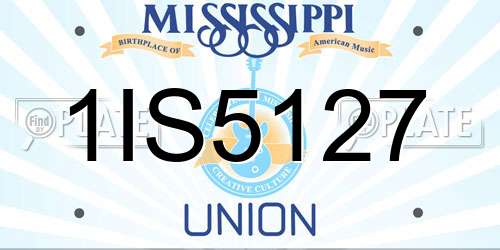 1IS5127 Mississippi License Plate
