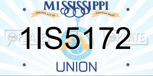 1IS5172 Mississippi License Plate
