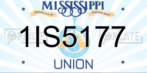 1IS5177 Mississippi License Plate