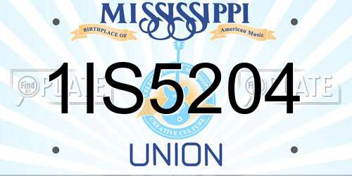 1IS5204 Mississippi License Plate