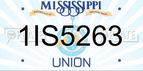 1IS5263 Mississippi License Plate