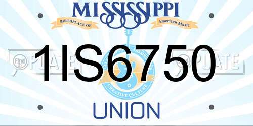 1IS6750 Mississippi License Plate