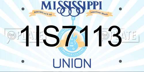 1IS7113 Mississippi License Plate