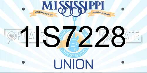 1IS7228 Mississippi License Plate