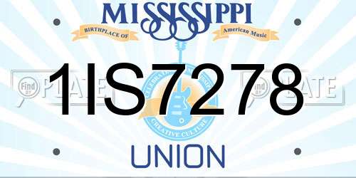 1IS7278 Mississippi License Plate