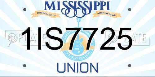 1IS7725 Mississippi License Plate
