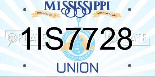1IS7728 Mississippi License Plate