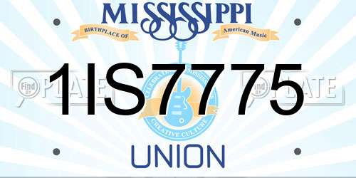 1IS7775 Mississippi License Plate