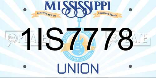 1IS7778 Mississippi License Plate
