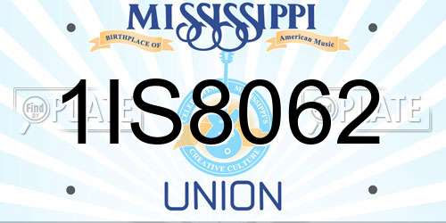1IS8062 Mississippi License Plate