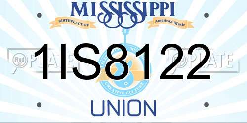 1IS8122 Mississippi License Plate