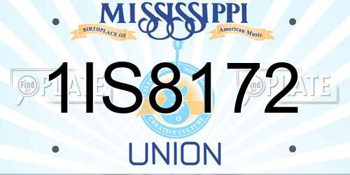 1IS8172 Mississippi License Plate