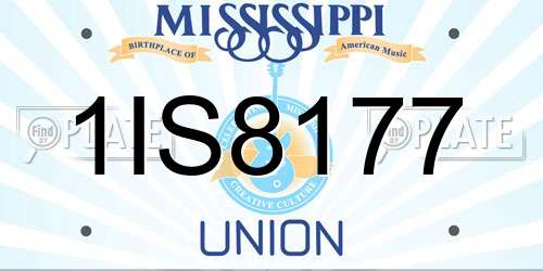 1IS8177 Mississippi License Plate