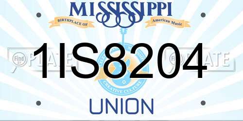 1IS8204 Mississippi License Plate