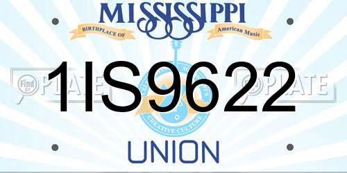 1IS9622 Mississippi License Plate