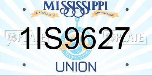 1IS9627 Mississippi License Plate